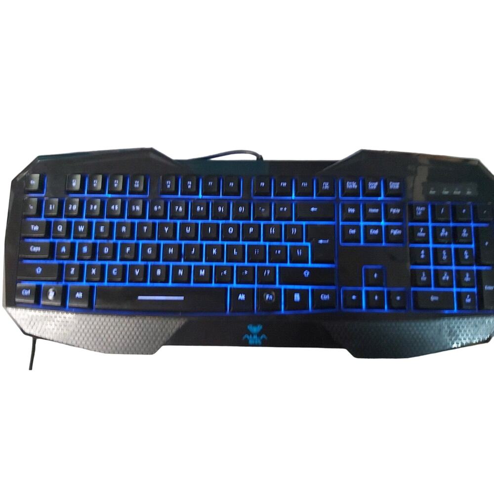 AULA Backlit Gaming Keyboard Adjustable Lights Purple Red Blue USB Wired